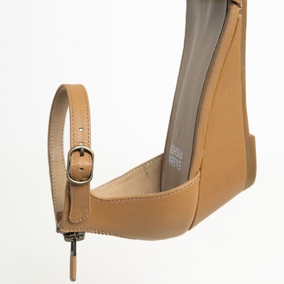 ✨ Eileen Fisher Leather Wedge Sandal Mara Tumbled Tan - Picture 13 of 15